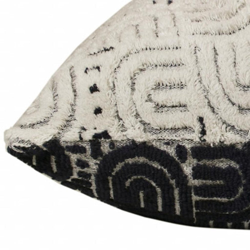 30" Blue And White Geometric Cotton Throw Pillow