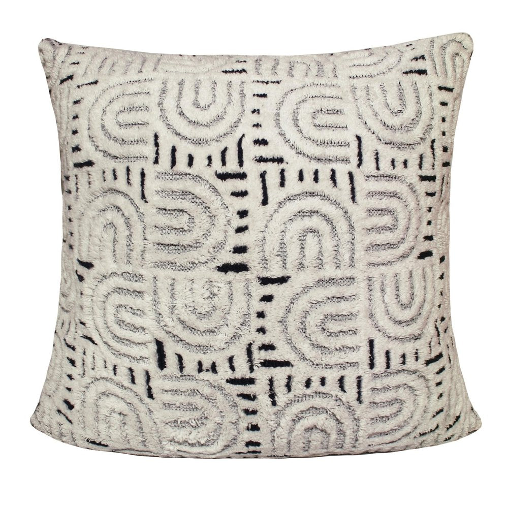 30" Blue And White Geometric Cotton Throw Pillow