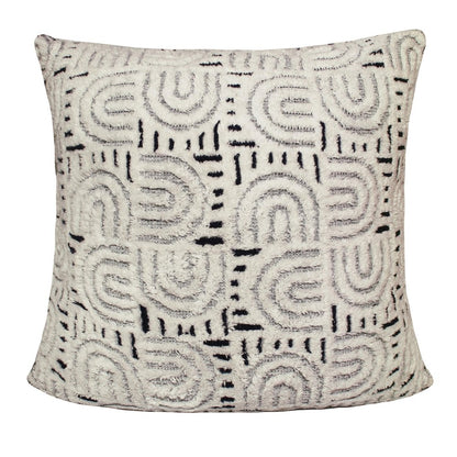 30" Blue And White Geometric Cotton Throw Pillow