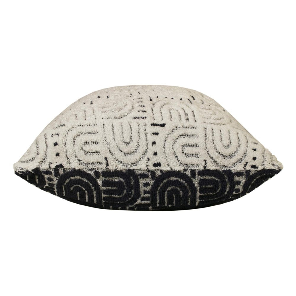30" Blue And White Geometric Cotton Throw Pillow