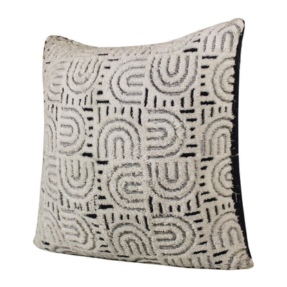 30" Blue And White Geometric Cotton Throw Pillow
