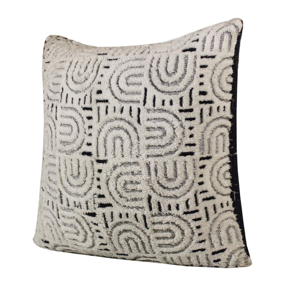 30" Blue And White Geometric Cotton Throw Pillow
