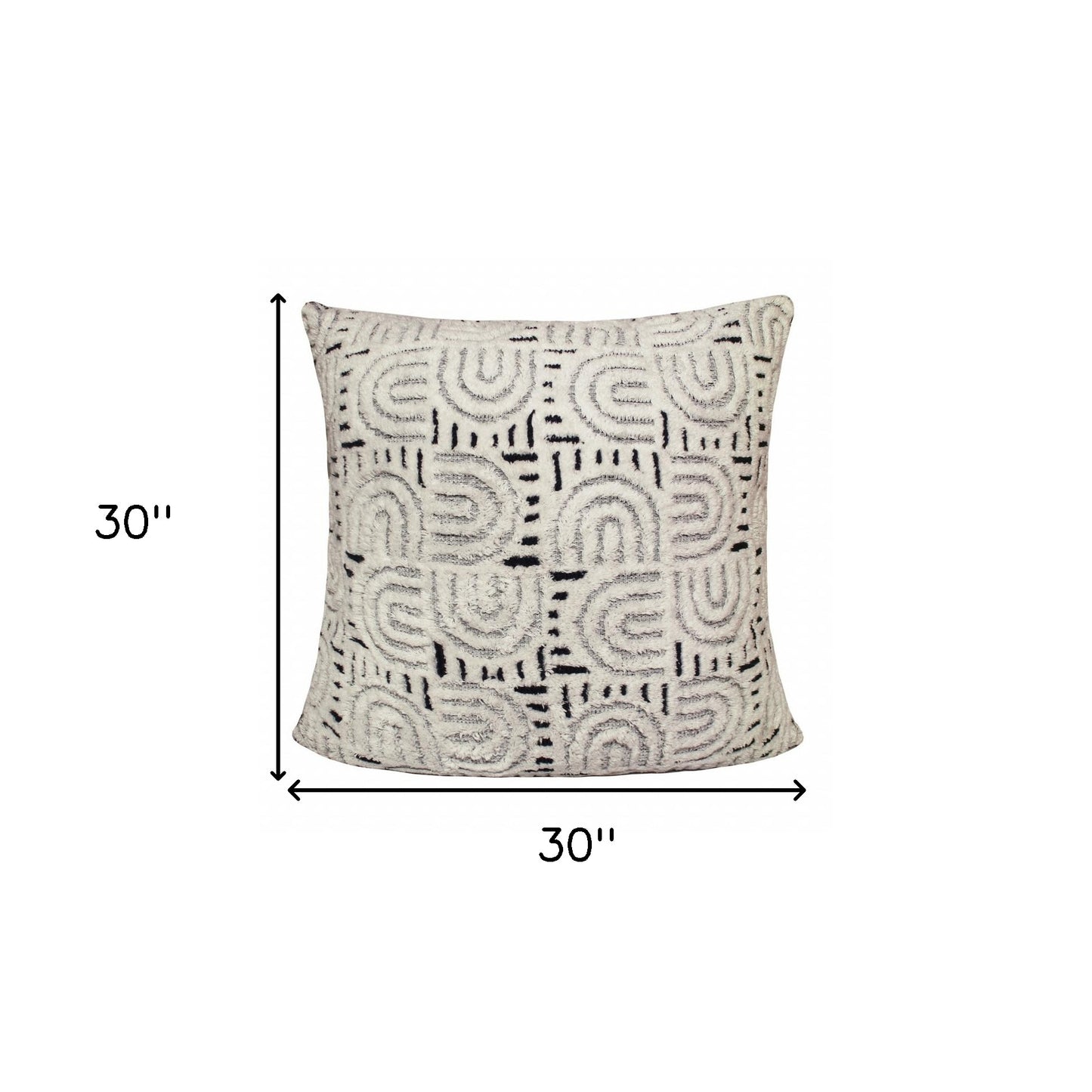 30" X 30" White And Blue 100% Cotton Geometric Zippered Pillow