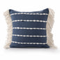 20" X 20" Navy And Ivory 100% Cotton Striped Zippered Pillow