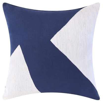 20" X 20" Cobalt Blue And Navy 100% Cotton Abstract Zippered Pillow