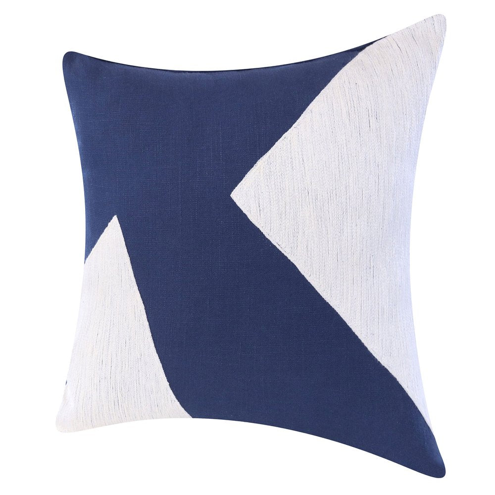 20" X 20" Cobalt Blue And Navy 100% Cotton Abstract Zippered Pillow