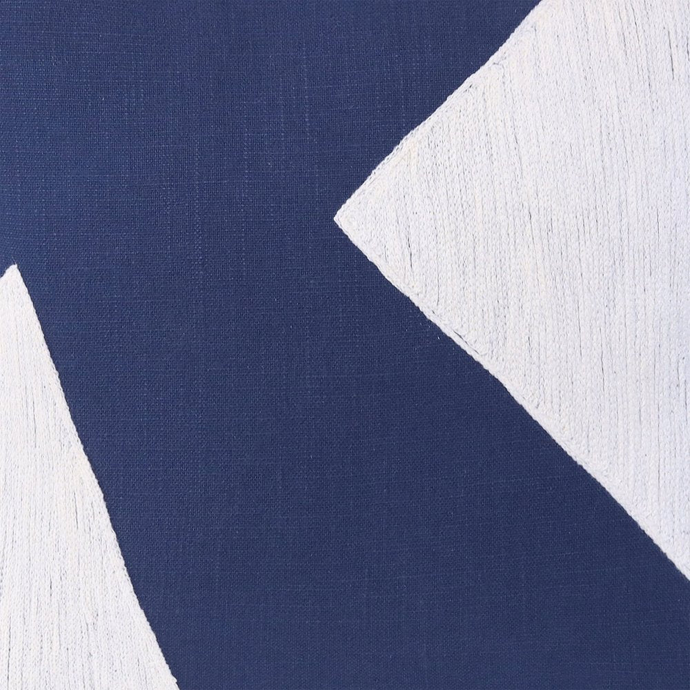 20" Navy Blue And Ivory Cotton Abstract Throw Pillow