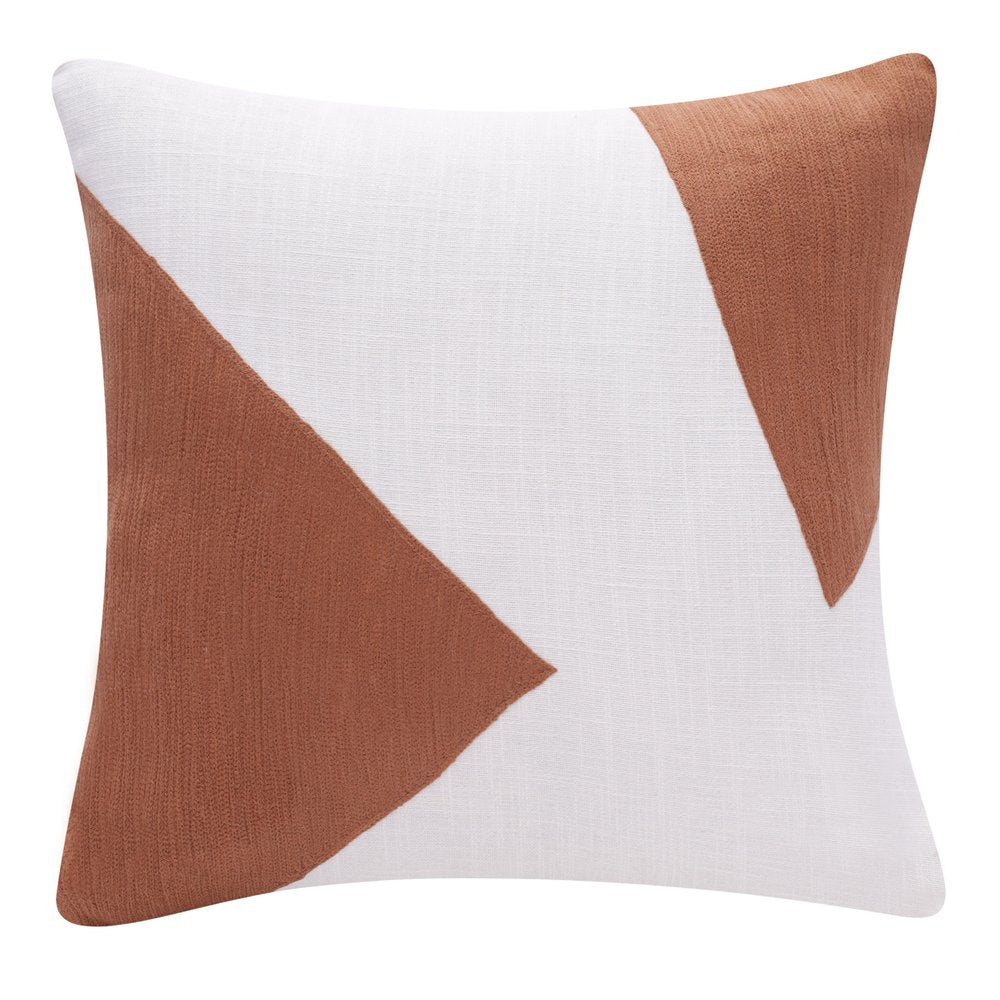20" Navy Blue And Ivory Cotton Abstract Throw Pillow
