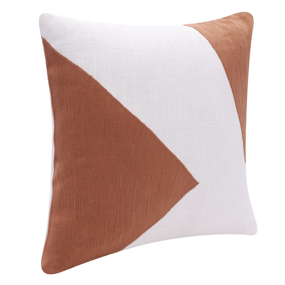 20" Navy Blue And Ivory Cotton Abstract Throw Pillow