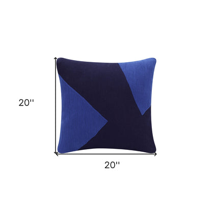 20" X 20" Navy And Ivory 100% Cotton Abstract Zippered Pillow