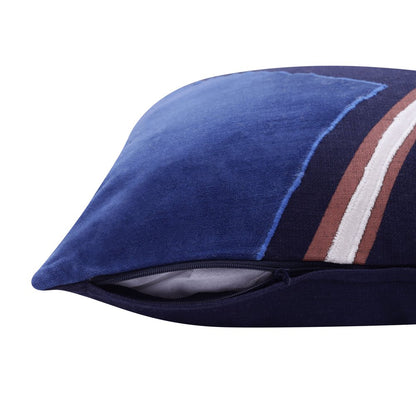 20" X 20" Yellow Purple Off-White And Coral 100% Cotton Abstract Zippered Pillow