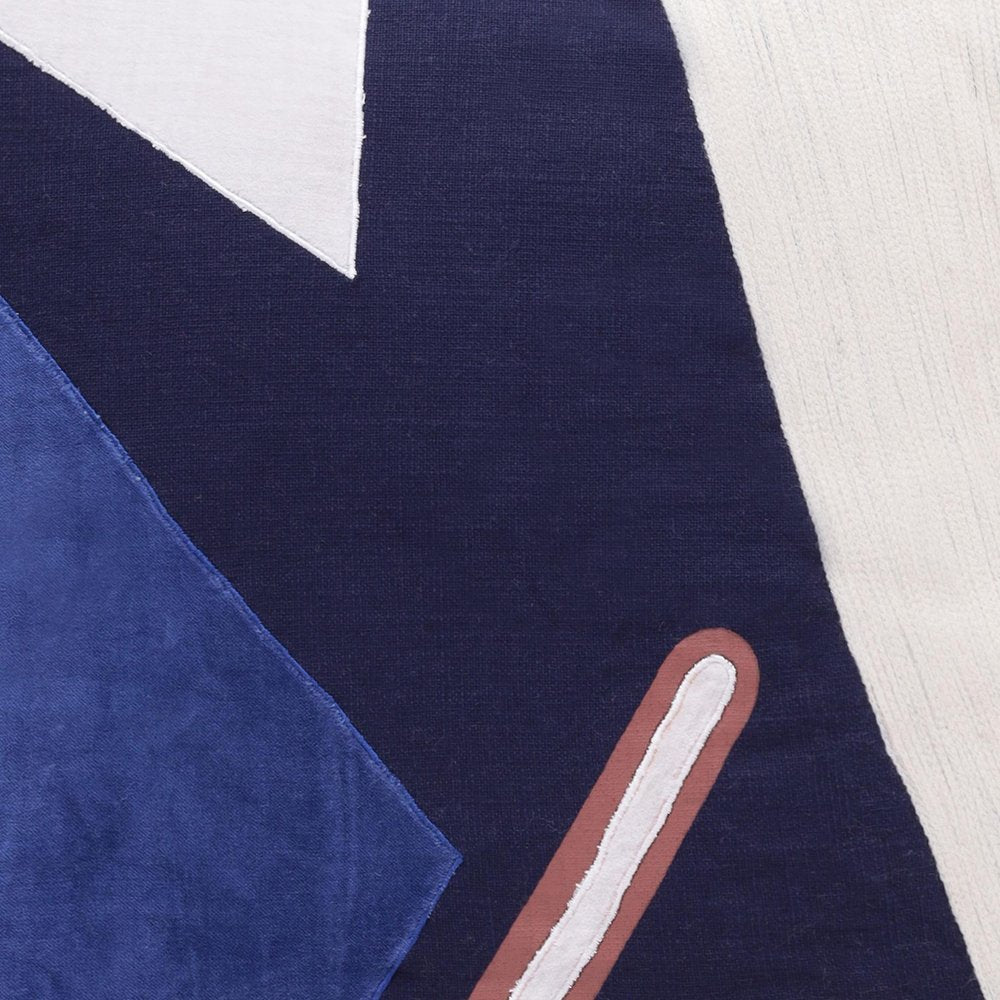 20" X 20" Brown Blue And Off-White 100% Cotton Abstract Zippered Pillow