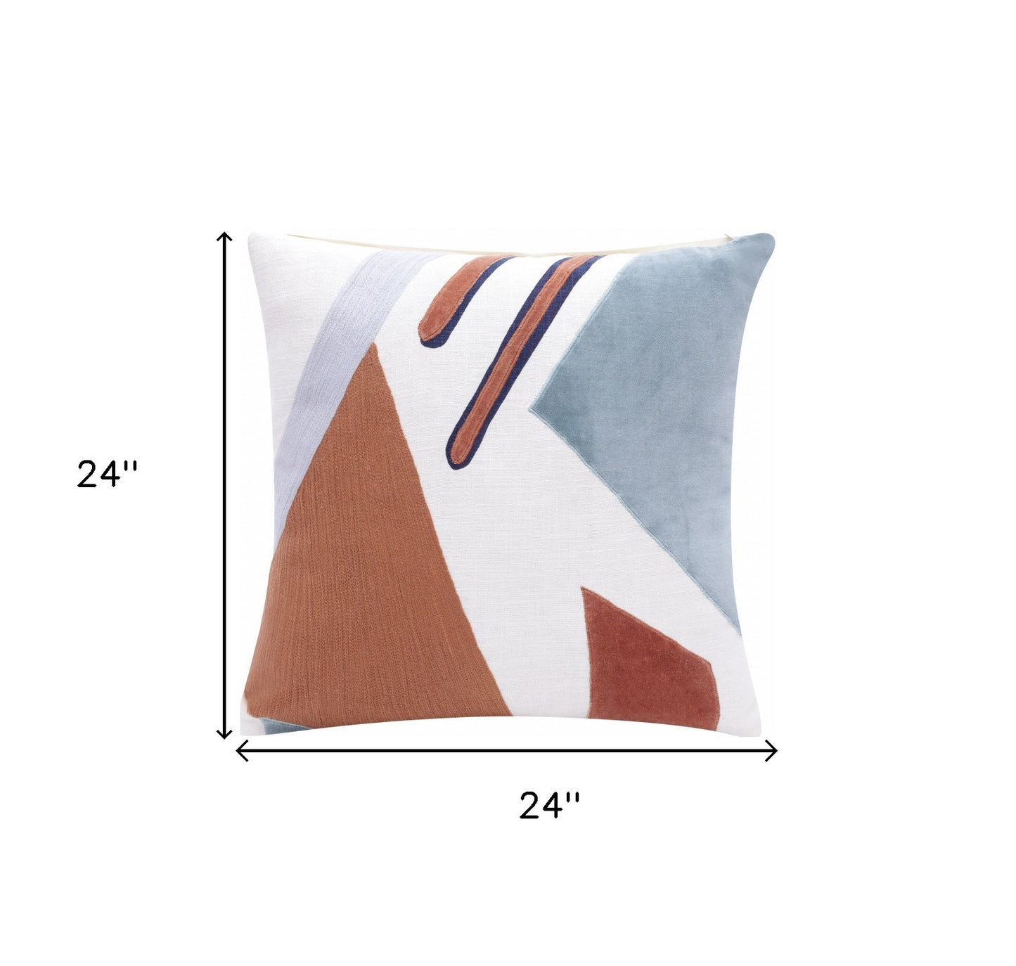 24" Blue and Off White Abstract Cotton Throw Pillow