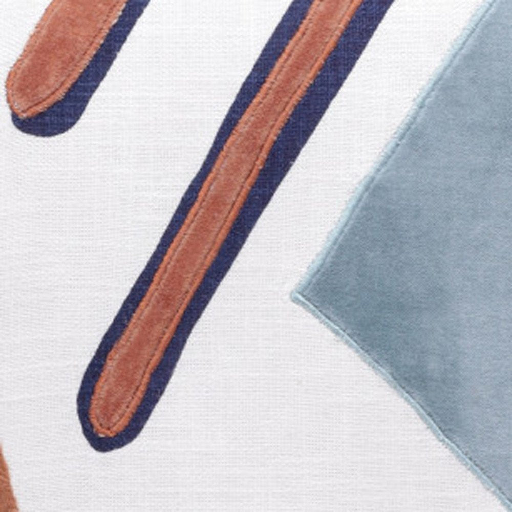 20" X 20" Yellow Purple Off-White And Coral 100% Cotton Abstract Zippered Pillow