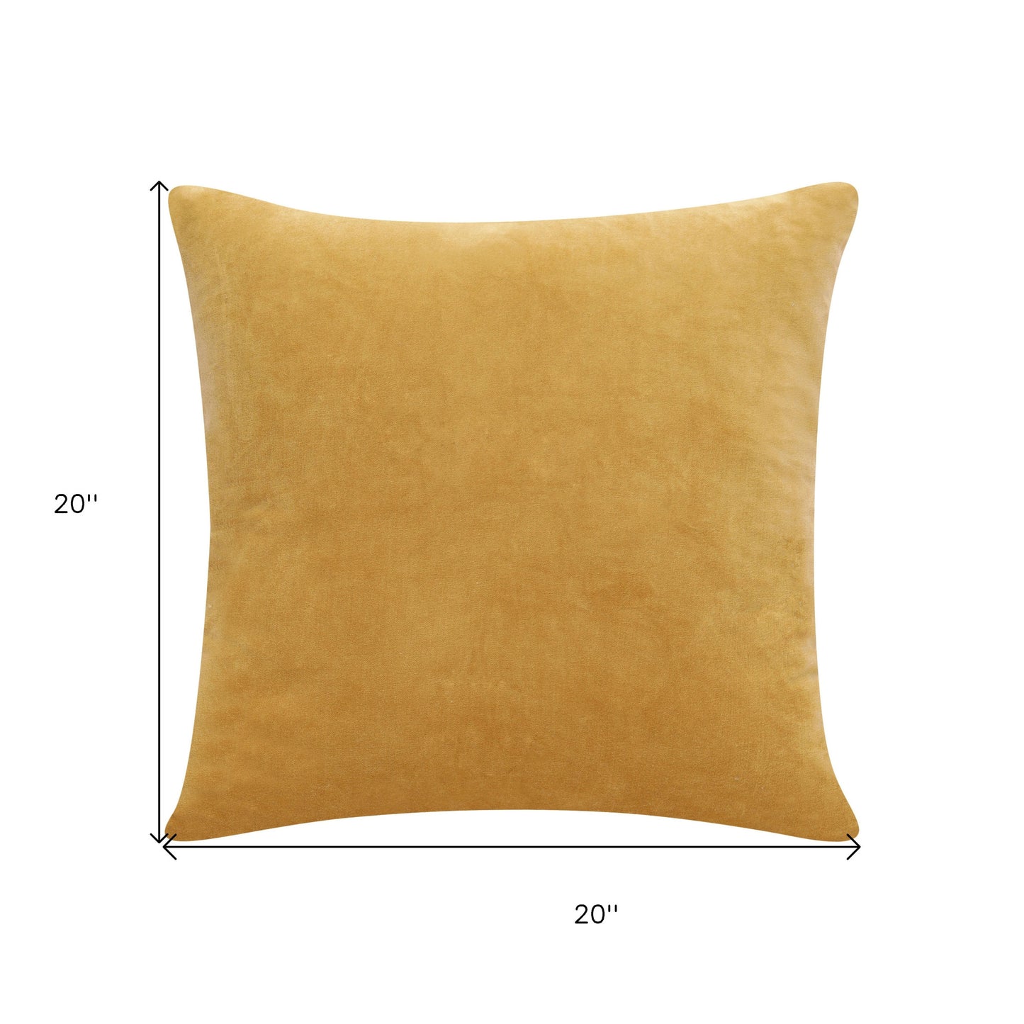 20" X 20" Yellow 100% Cotton Zippered Pillow