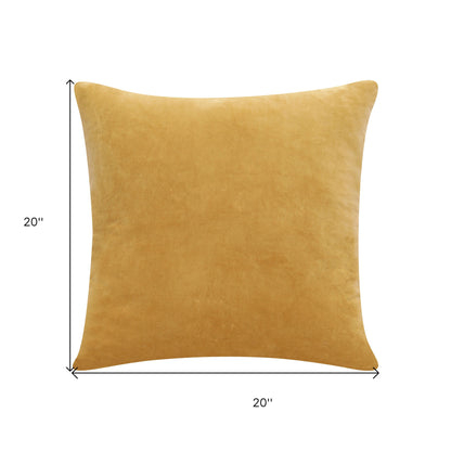 20" X 20" Yellow 100% Cotton Zippered Pillow