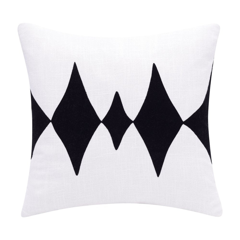 20" Yellow And White Cotton Diamond Throw Pillow