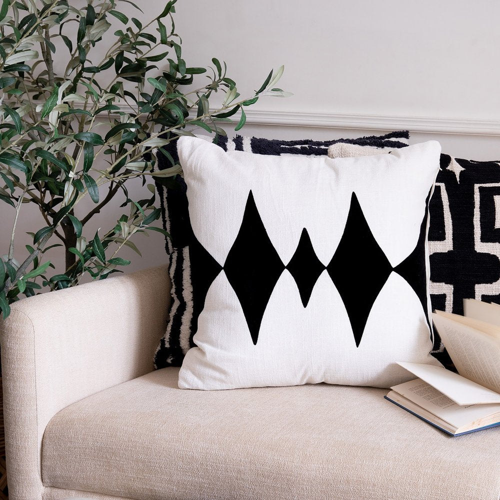 20" Black and White Throw Pillow