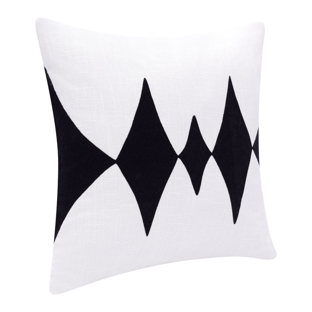 20" Yellow And White Cotton Diamond Throw Pillow