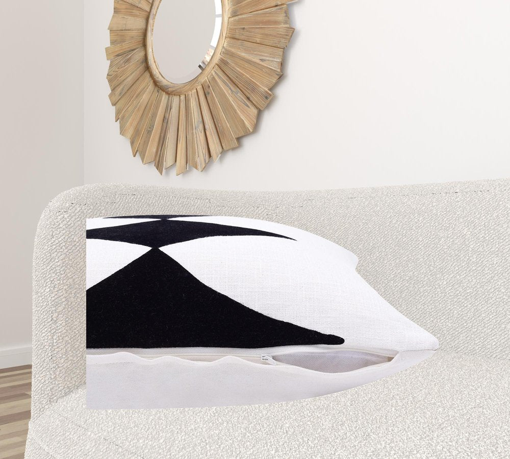 20" Black and White Throw Pillow