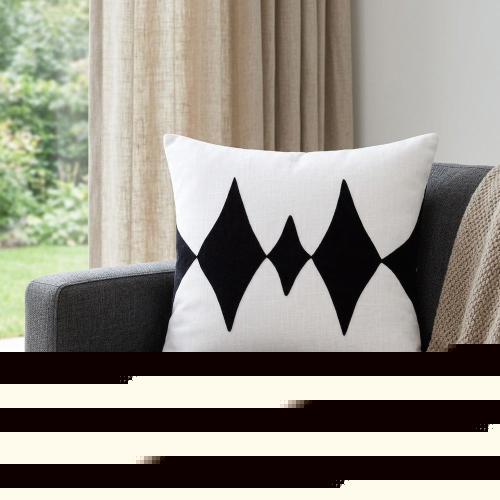 20" Black and White Throw Pillow