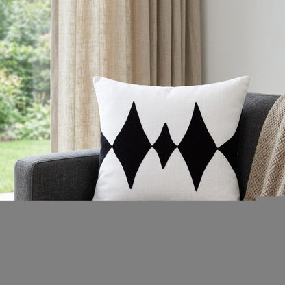 20" Black and White Throw Pillow