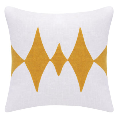 20" Yellow And White Cotton Diamond Throw Pillow