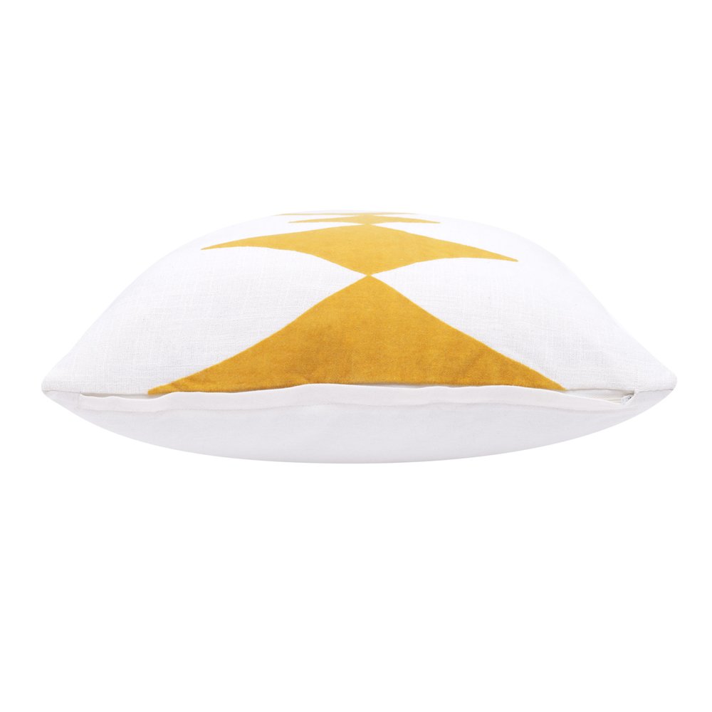 20" Yellow And White Cotton Diamond Throw Pillow