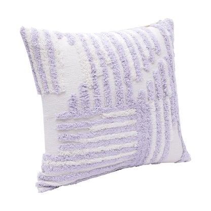 22" Purple and White Geometric Cotton Throw Pillow With Texture