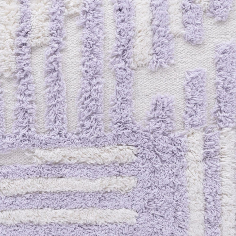 22" Purple and White Geometric Cotton Throw Pillow With Texture