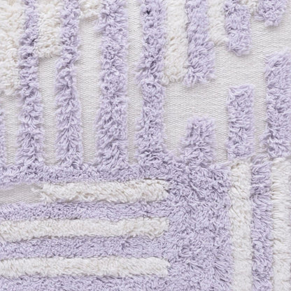 22" Purple and White Geometric Cotton Throw Pillow With Texture