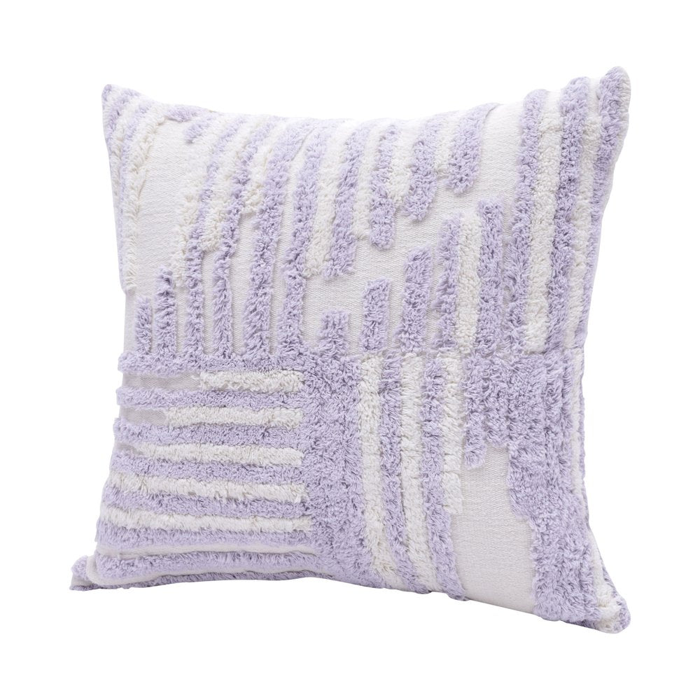 22" Purple and White Geometric Cotton Throw Pillow With Texture