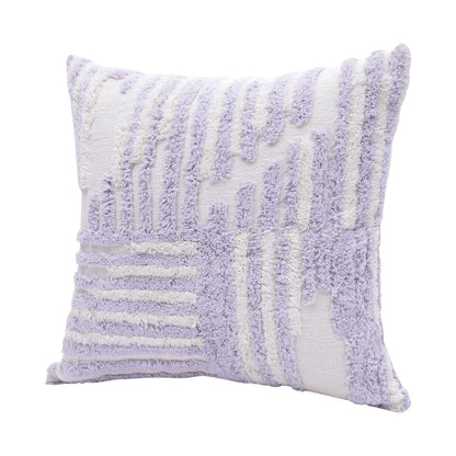 22" Purple and White Geometric Cotton Throw Pillow With Texture