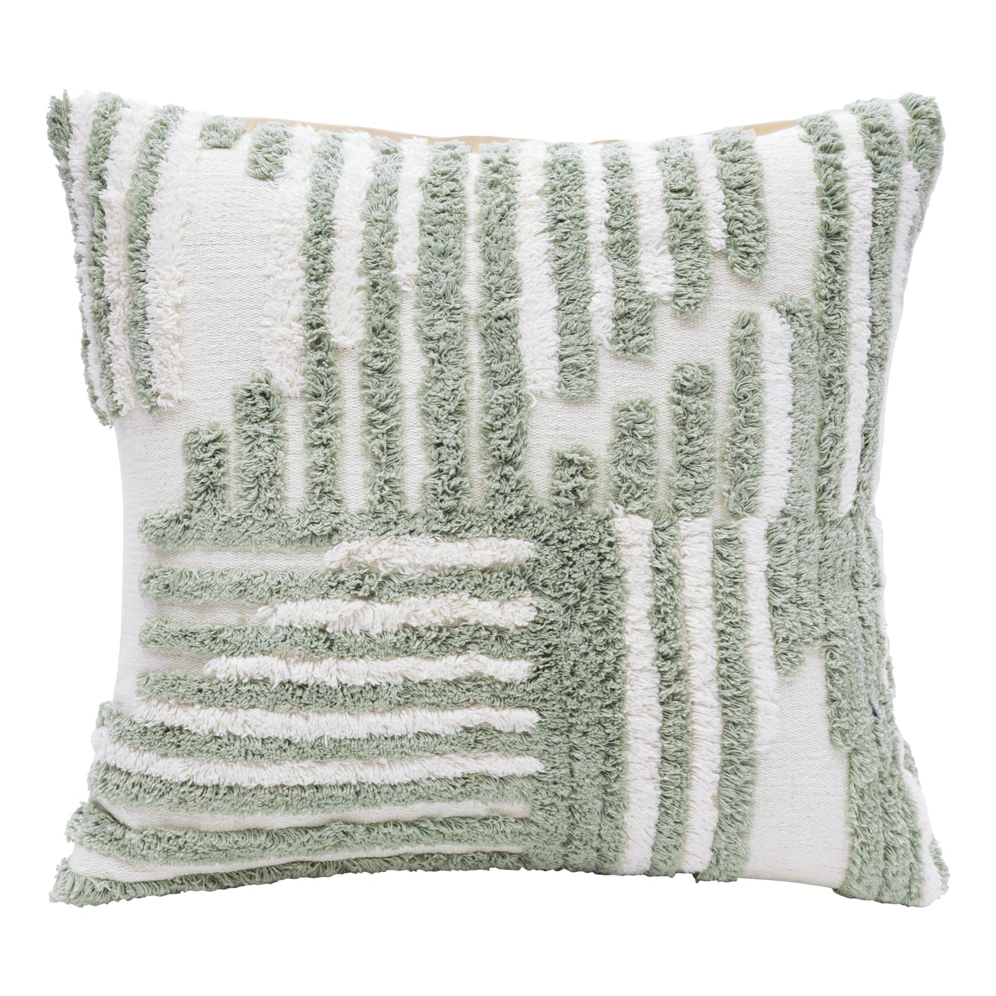 22" Sage Green and White Geometric Cotton Throw Pillow