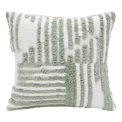 22" Sage Green and White Geometric Cotton Throw Pillow