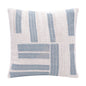 20" Blue And Ivory Cotton Striped Throw Pillow