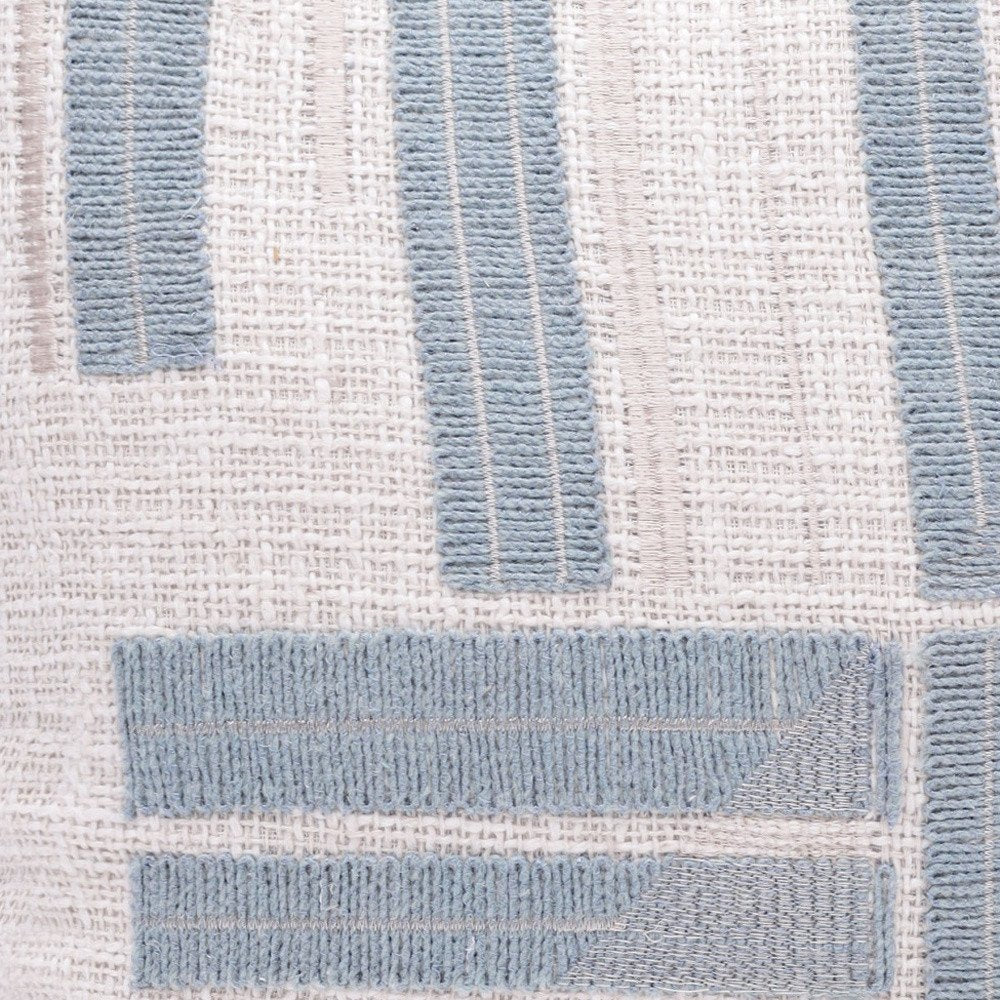 20" Blue And Ivory Cotton Striped Throw Pillow