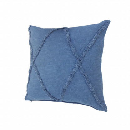 20" X 20" Classic Blue 100% Cotton Diamond Zippered Pillow