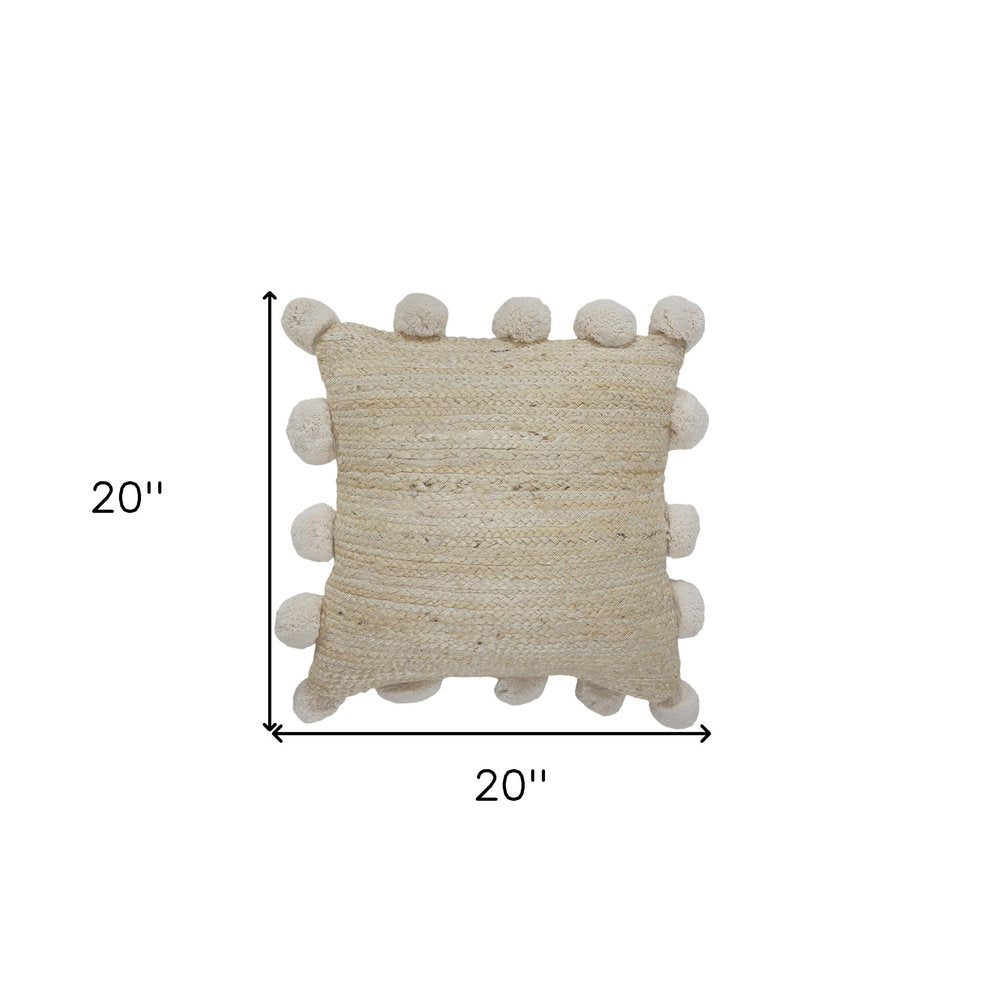 20" Tan Jute Throw Pillow