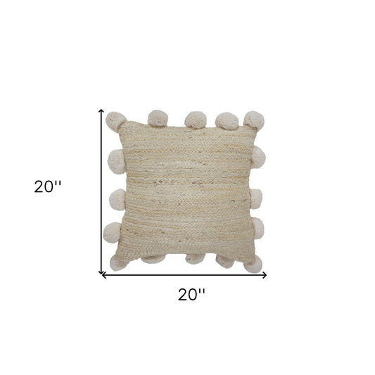 20" Tan Jute Throw Pillow