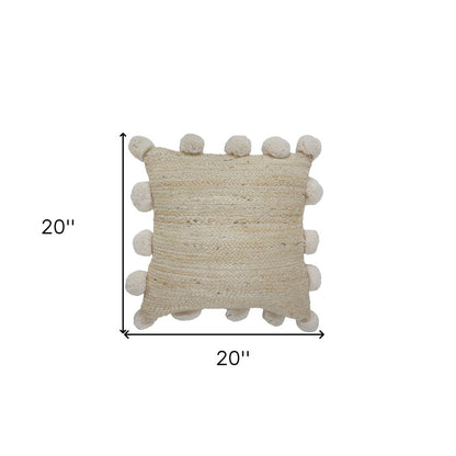 20" Tan Jute Throw Pillow