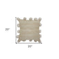 20" Tan Jute Throw Pillow