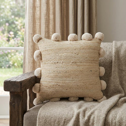 20" Tan Jute Throw Pillow