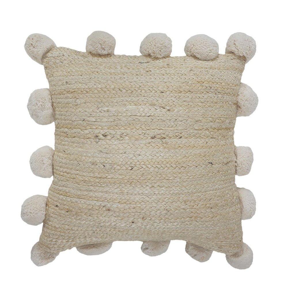 20" Tan Jute Throw Pillow