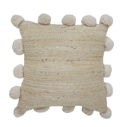 20" Tan Jute Throw Pillow