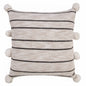 20" X 20" Beige White And Black Jute Striped Zippered Pillow