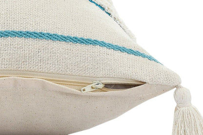 14" X 36" Blue And Off-White 100% Cotton Striped Zippered Pillow