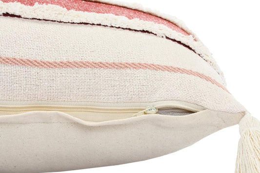 14" X 36" Blue And Off-White 100% Cotton Striped Zippered Pillow