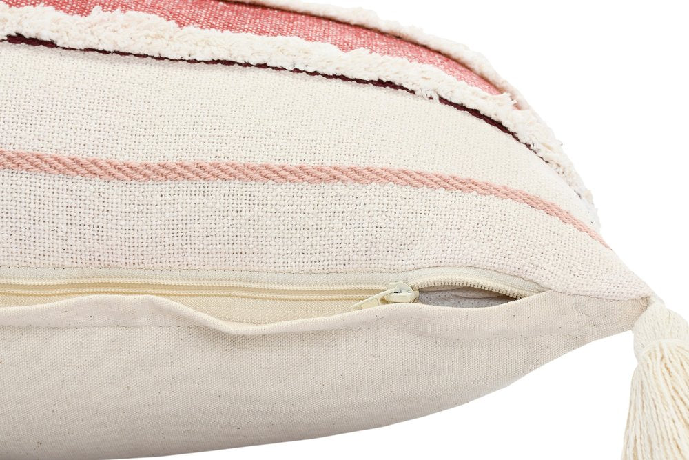 14" X 36" Blue And Off-White 100% Cotton Striped Zippered Pillow