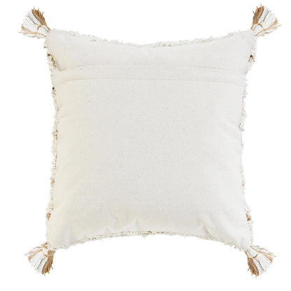 20" Tan And White Geometric Cotton Throw Pillow